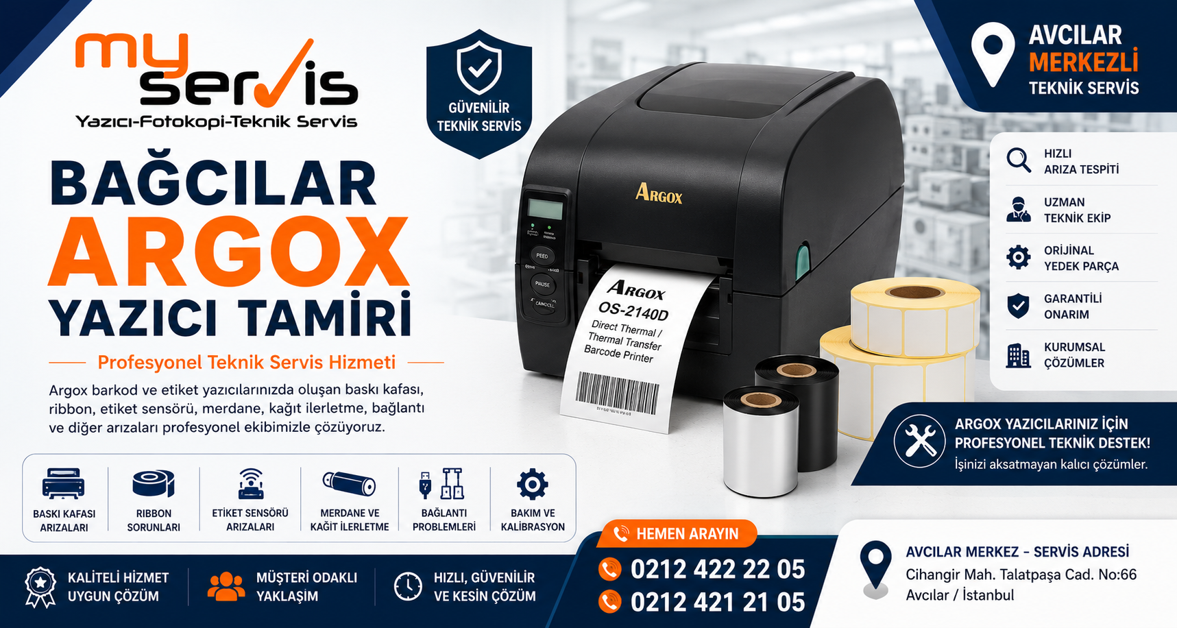 Bağcılar Argox yazıcı tamiri ve barkod yazıcı teknik servisi