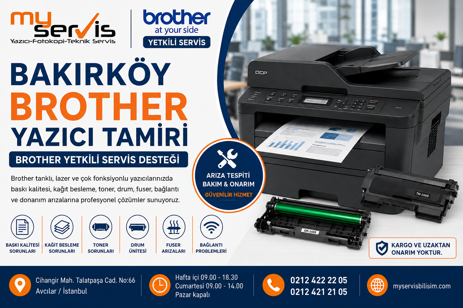 Bakırköy Brother yazıcı tamiri MyServis yetkili servis desteği