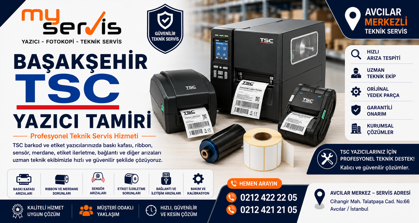Başakşehir TSC yazıcı tamiri ve barkod yazıcı teknik servisi