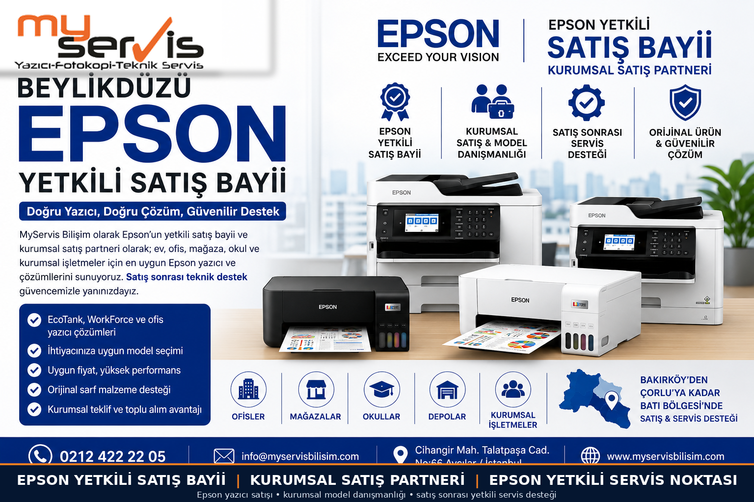 Beylikdüzü Epson yetkili satış bayii MyServis kurumsal Epson çözümleri