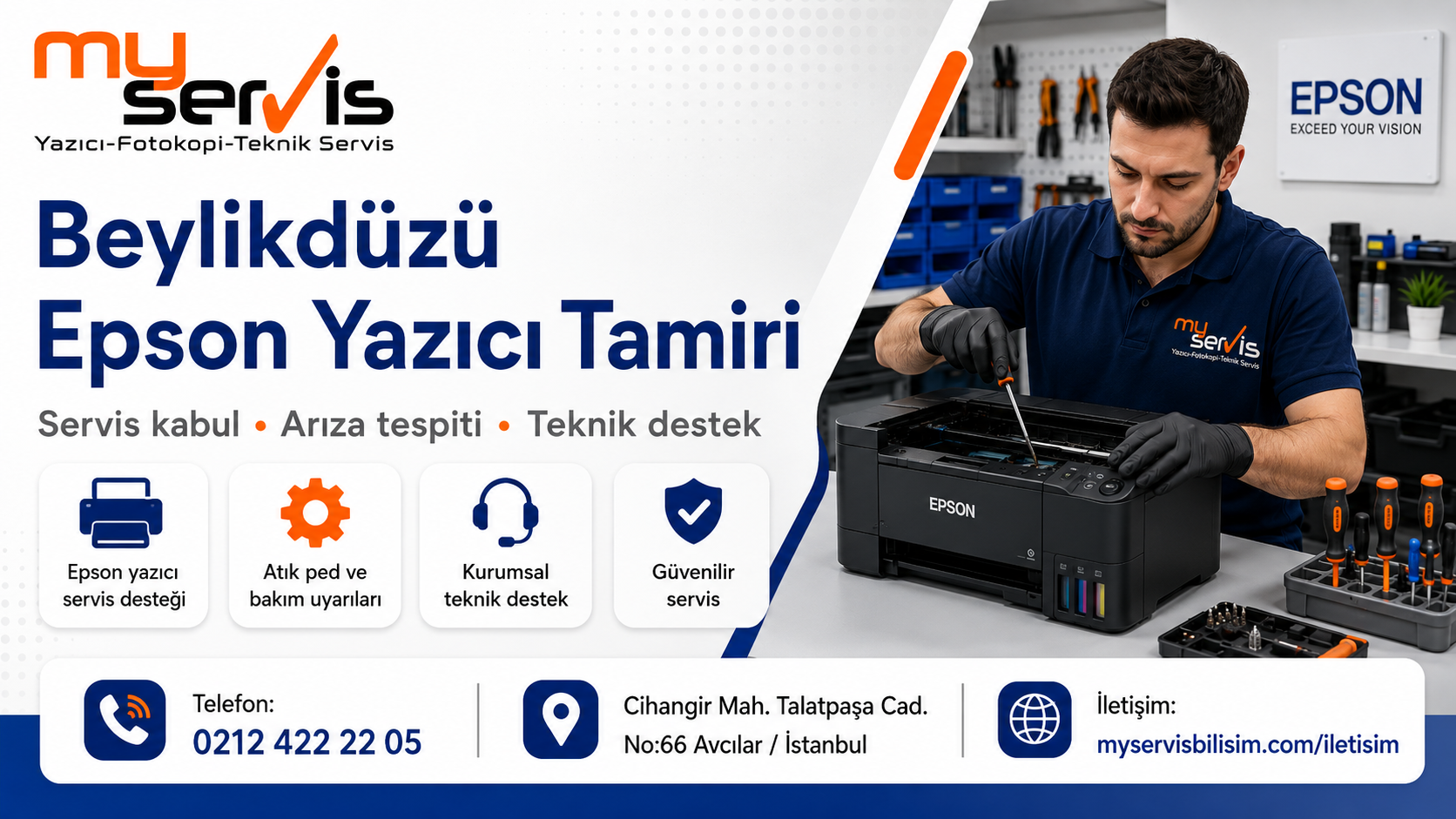 Beylikdüzü Epson yazıcı tamiri için MyServis Epson yetkili servis desteği