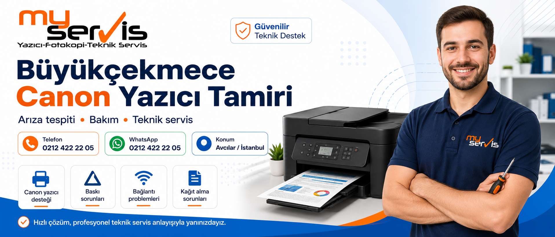 Büyükçekmece Canon yazıcı tamiri için MyServis Bilişim teknik servis