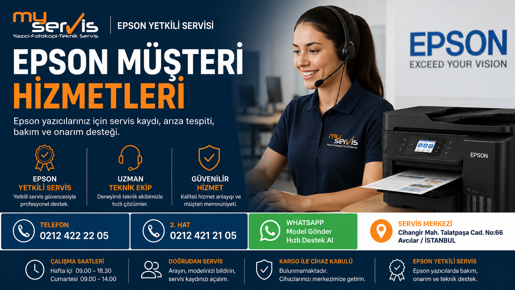 Epson müşteri hizmetleri ve MyServis Bilişim Epson yetkili servis iletişim bilgileri