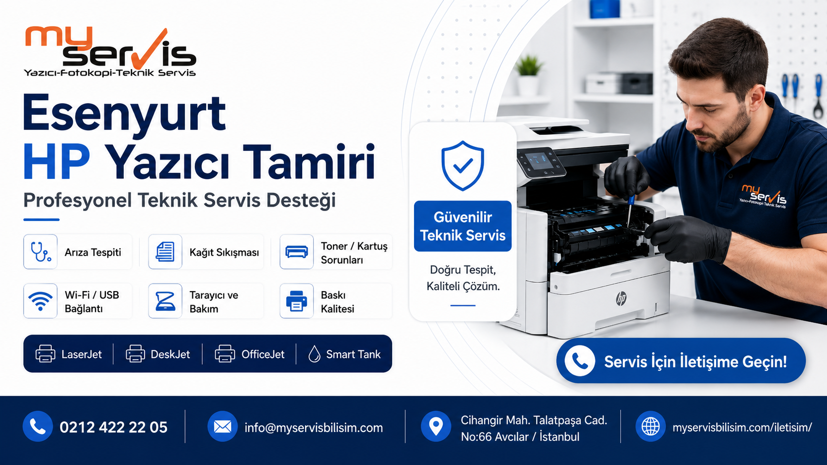 Esenyurt HP yazıcı tamiri için MyServis Bilişim profesyonel teknik servis desteği