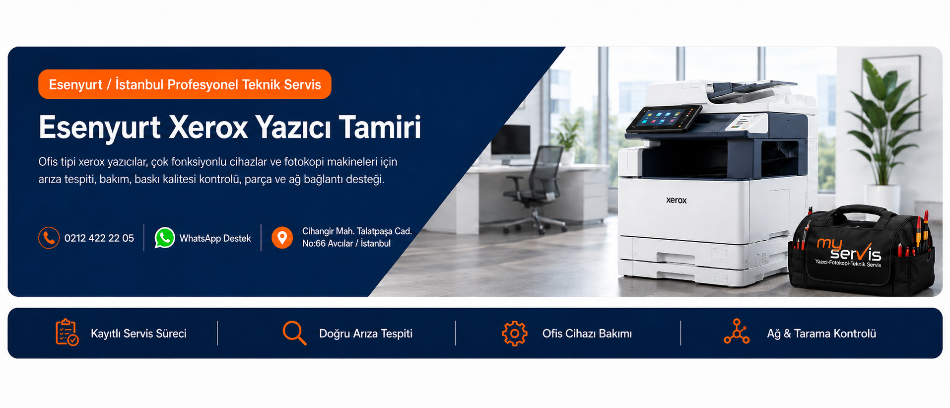 Esenyurt Xerox yazıcı tamiri için MyServis Bilişim kurumsal teknik servis desteği