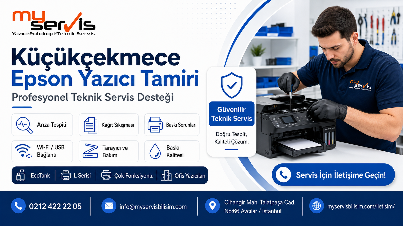 Küçükçekmece Epson yazıcı tamiri için MyServis Bilişim profesyonel teknik servis görseli