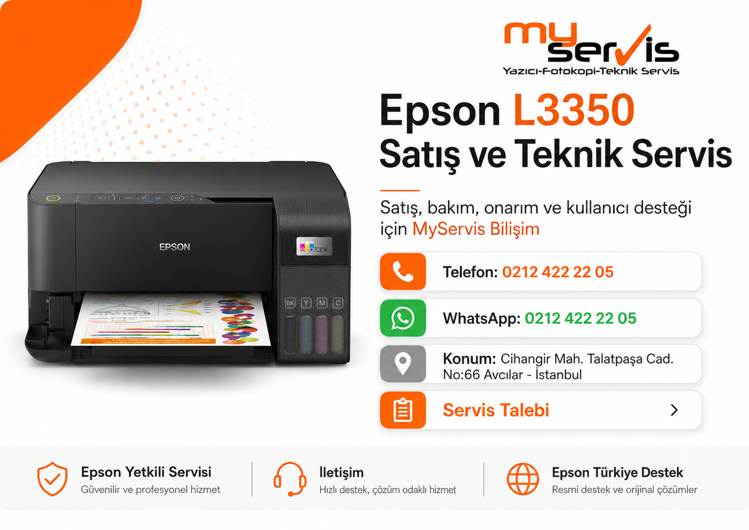 Epson L3350 teknik servis, arıza tespiti ve Epson yetkili servis desteği