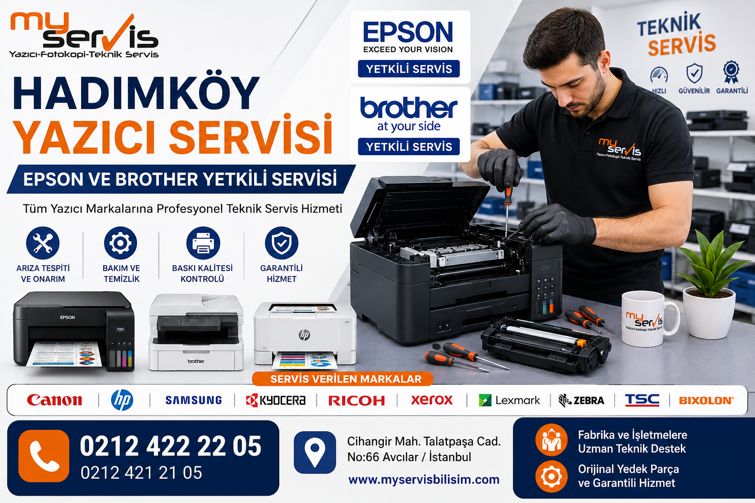 Hadımköy yazıcı servisi için MyServis Bilişim teknik servis hizmeti, Epson ve Brother yetkili servis desteği