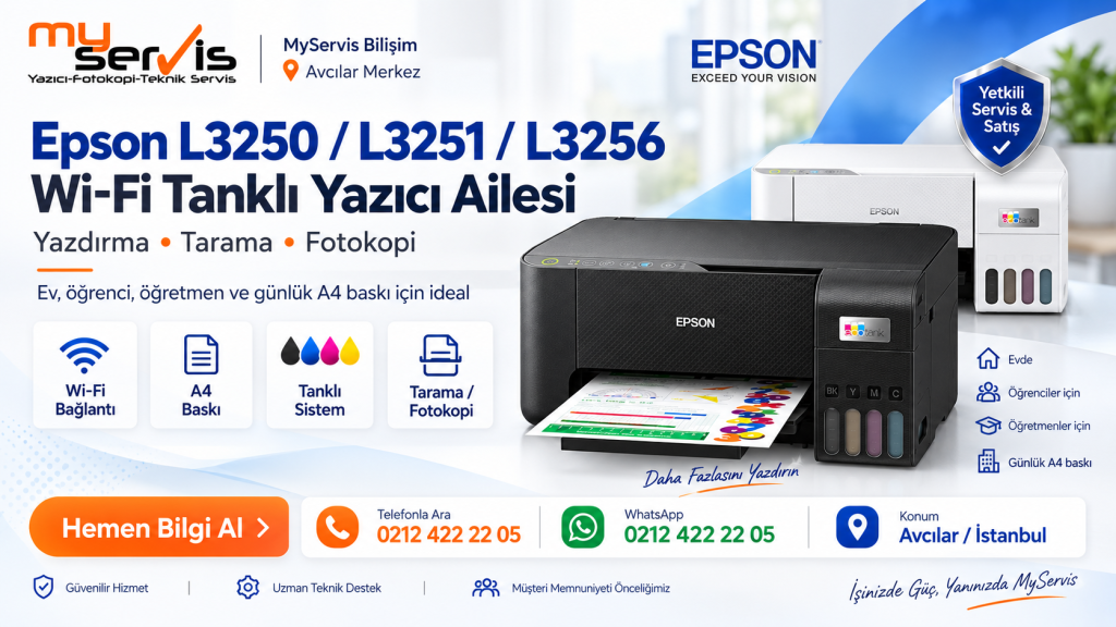 Epson L3250 Servis ve Arızaları | L3251 L3256 Yetkili Servis